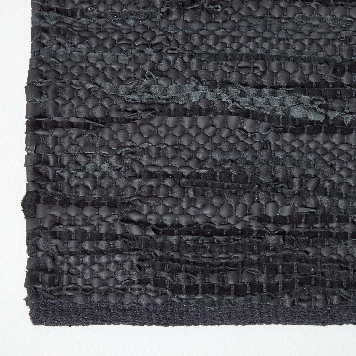 LEDERTEPPICH Denver gewebt 90/150 cm - Schwarz, Leder (90/150cm) - Homescapes