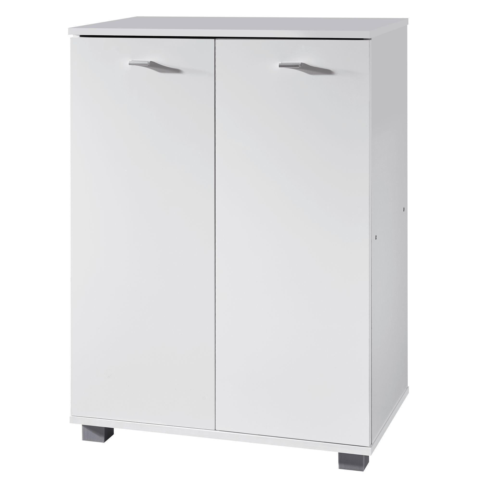 SCHUHSCHRANK Holz mit 2 Türen und 3 Einlegeböden, Weiß 60x35x90 cm - Weiß/Grau, Holz/Kunststoff (60/90/35cm) - KADIMA DESIGN