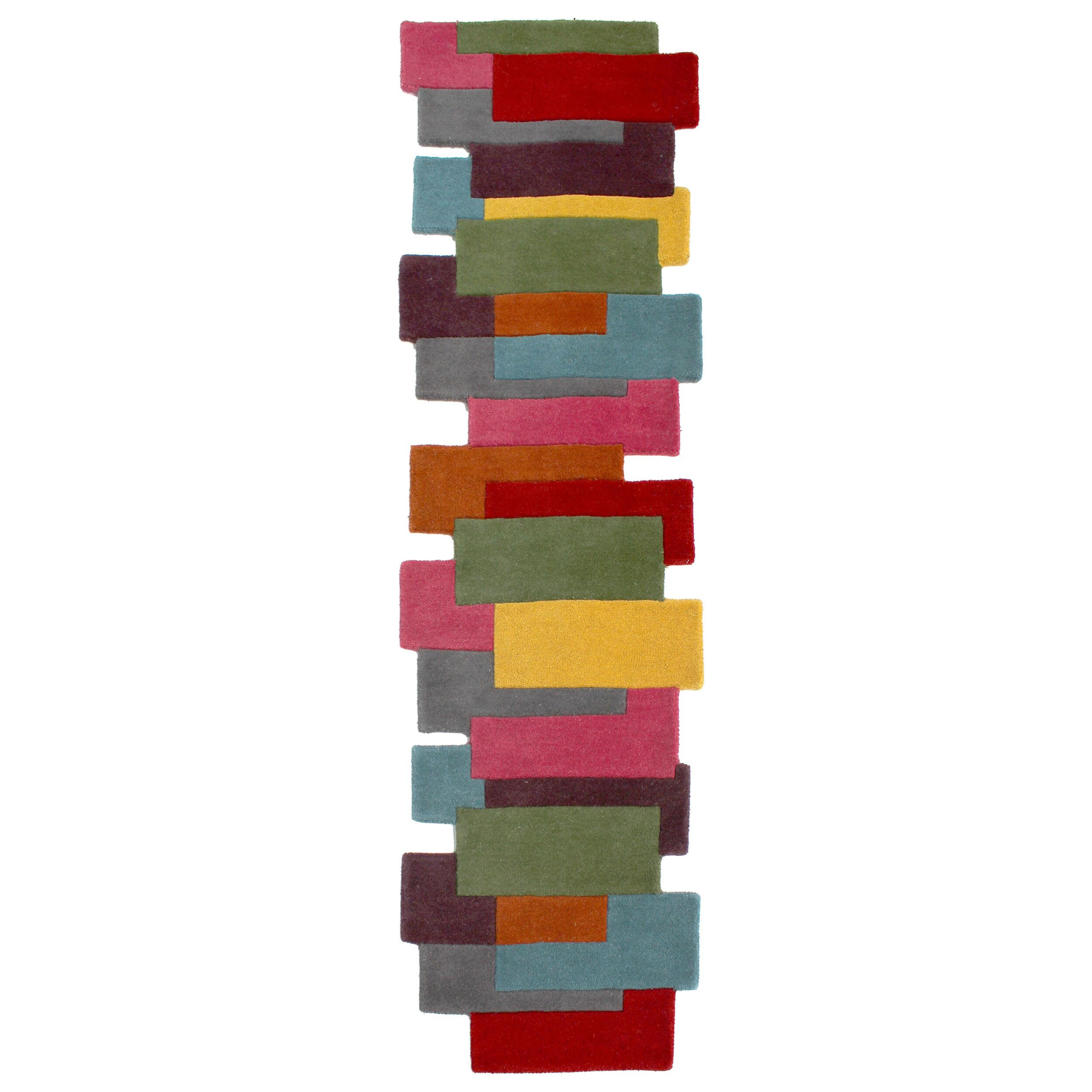 WOLLTEPPICH Geometrisch-Design, handgetuftet THAMES EVA, Multi 60x230 cm - Multicolor, Textil (60/230cm) - KADIMA DESIGN