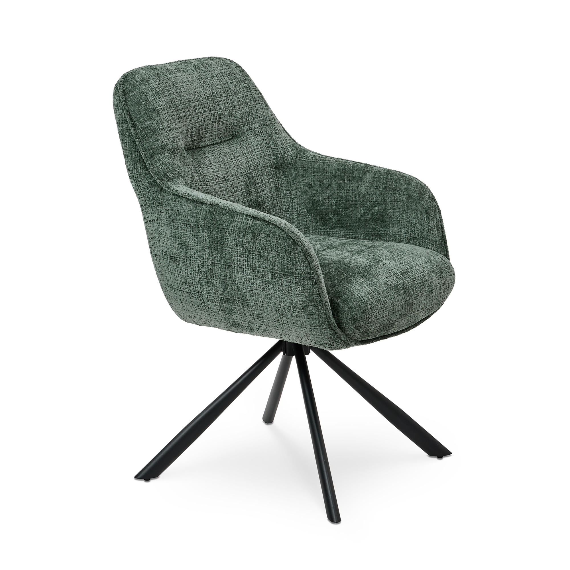ESSZIMMERSTUHL 2er Set Sitzfläche 180° drehbar, Mikrofaser Grün - Grün, Textil/Metall (62/89/67cm) - Elementi