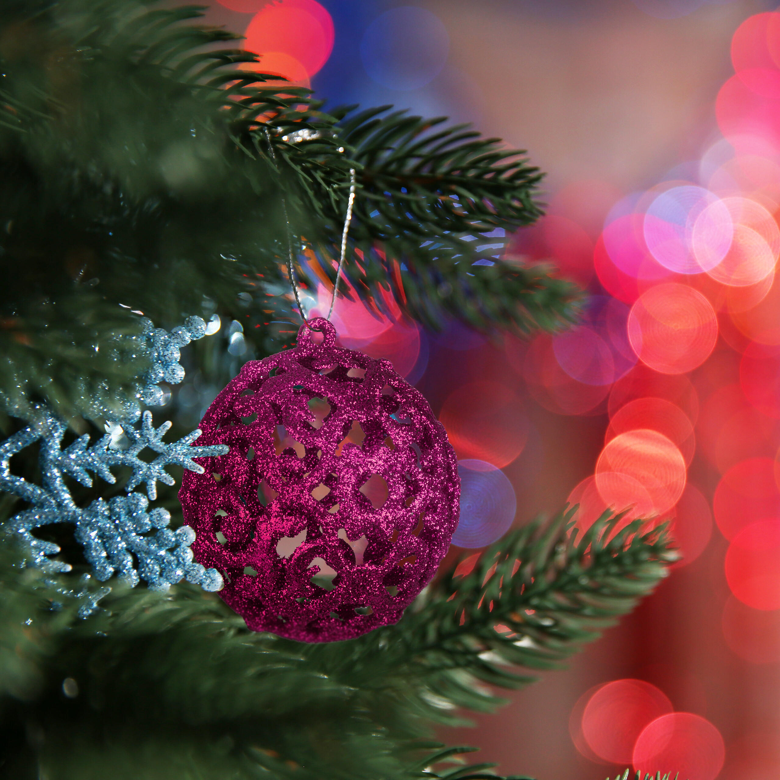 WEIHNACHTSKUGELN-SET 50-tlg. - Pink, Kunststoff (6/7/6cm) - Relaxdays