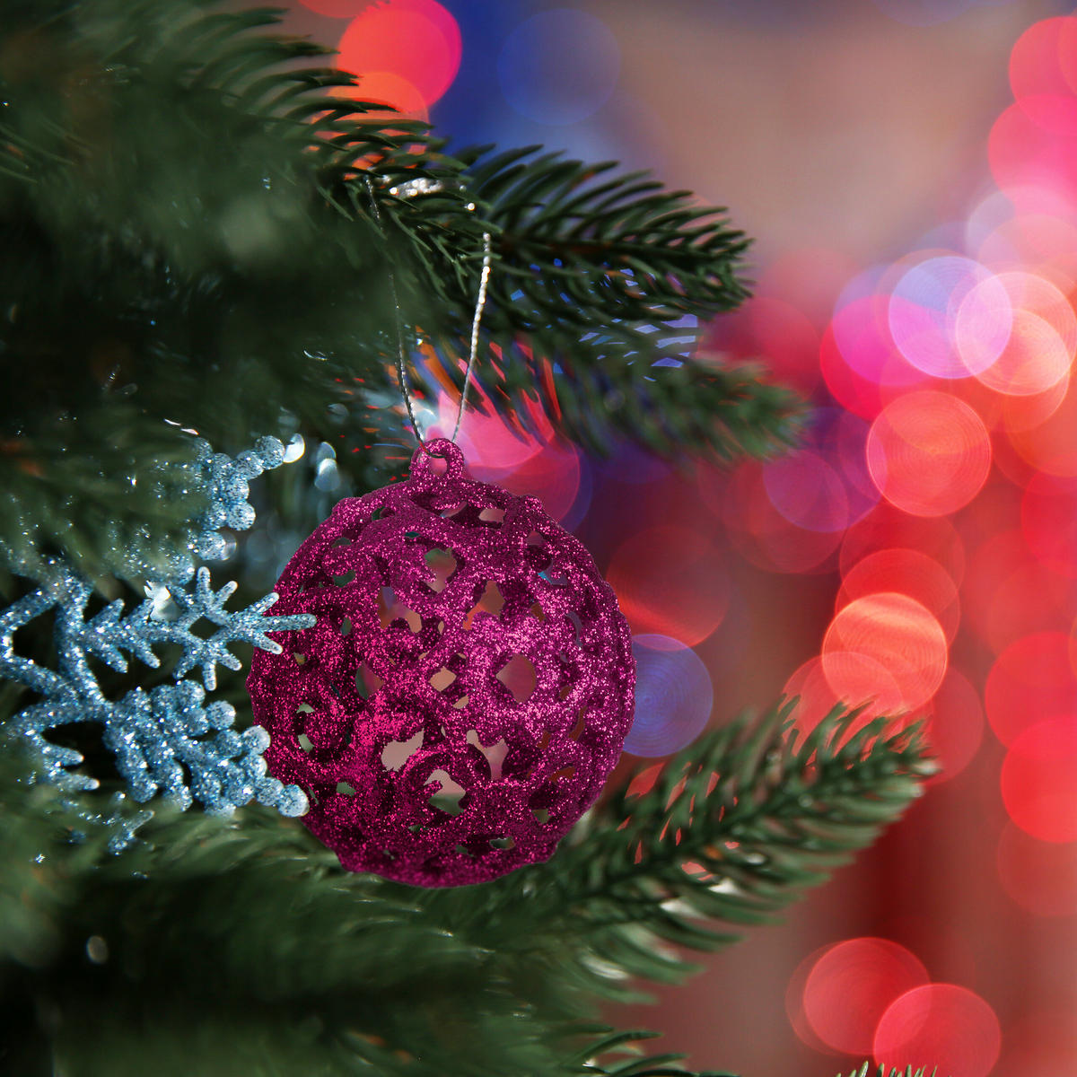 WEIHNACHTSKUGELN-SET 50-tlg. - Pink, Kunststoff (6/7/6cm) - Relaxdays