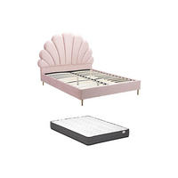 BETTRAHMEN - 2 Personen - Samt, Stoff - Rosa - Pink, Textil (160/200cm) - Vente-Unique