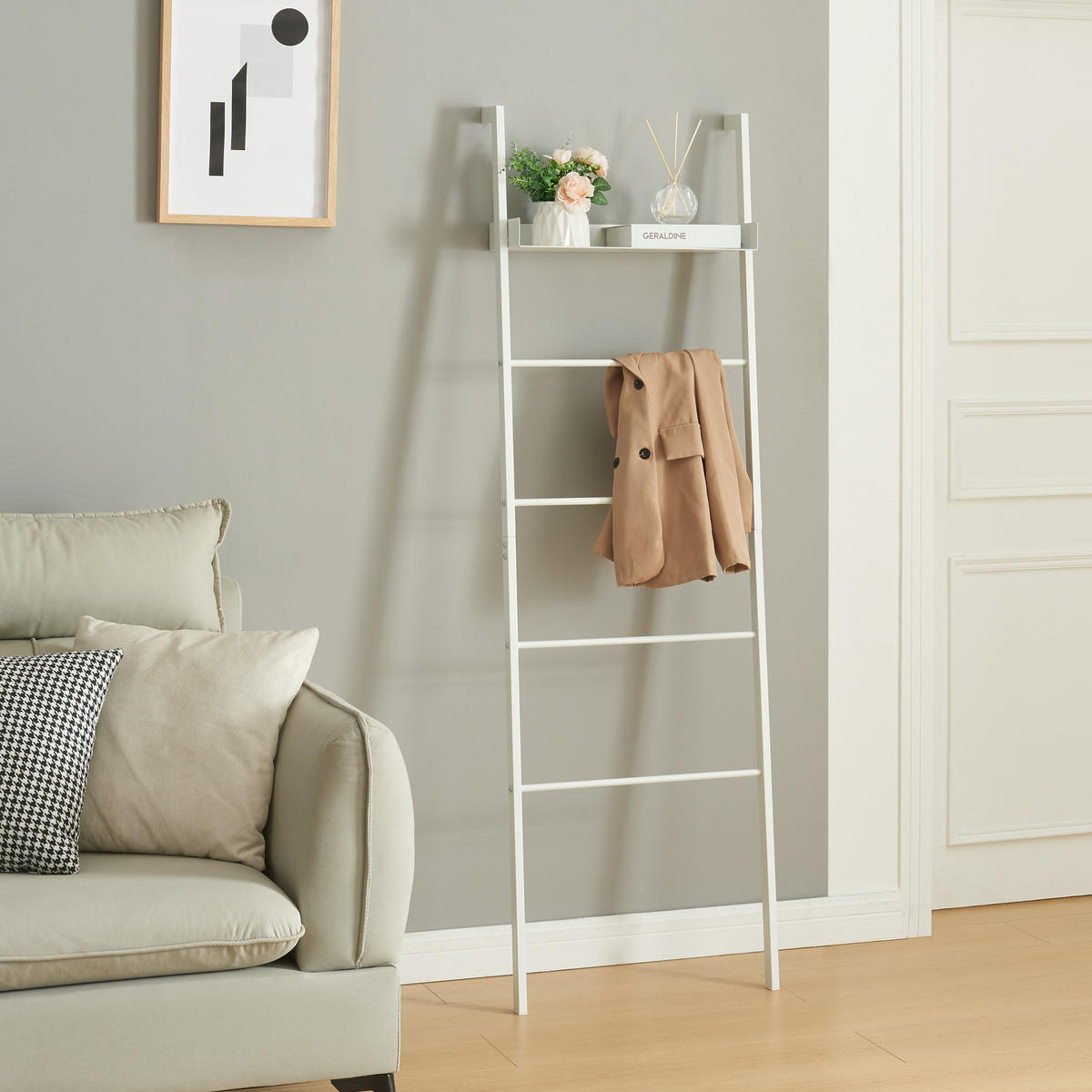 LEITERREGAL Øksnes - Weiß, Metall (50/160/27.5cm) - [en.casa]