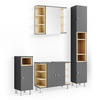 BADMÖBEL-SET Aquis Anthrazit 4 Teile - Eichefarben/Anthrazit, Holzwerkstoff (79.6/64/32cm) - Vicco