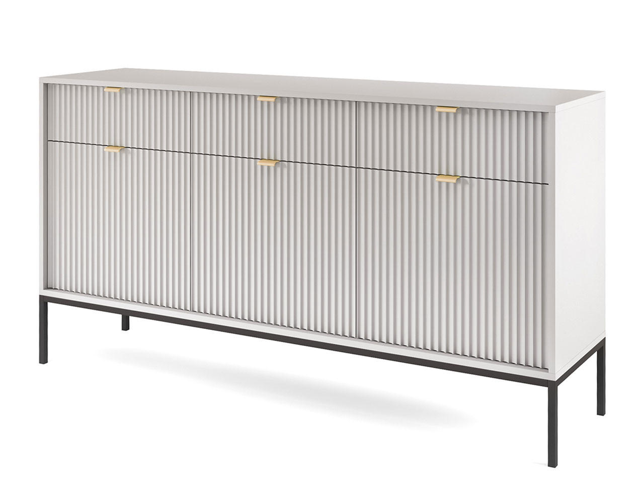 SIDEBOARD Nova grau 154 / 39 / 83cm - Weiß/Grau, Holz/Holzwerkstoff (154/83/39cm) - Feldmann-Wohnen