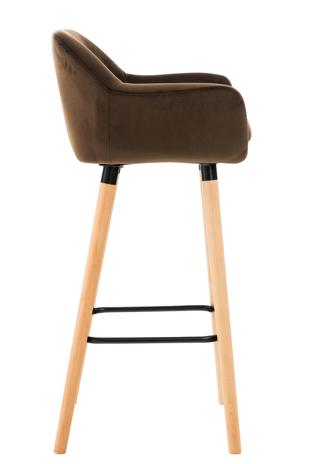 BARHOCKER 2er Set Samt braun - Eukalyptusholzfarben/Braun, Holz/Textil (51/101/50cm) - CLP