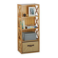 BAMBUSOVÝ policový koš - světle hnědá, dřevo/textil (42/105/29cm) - Relaxdays