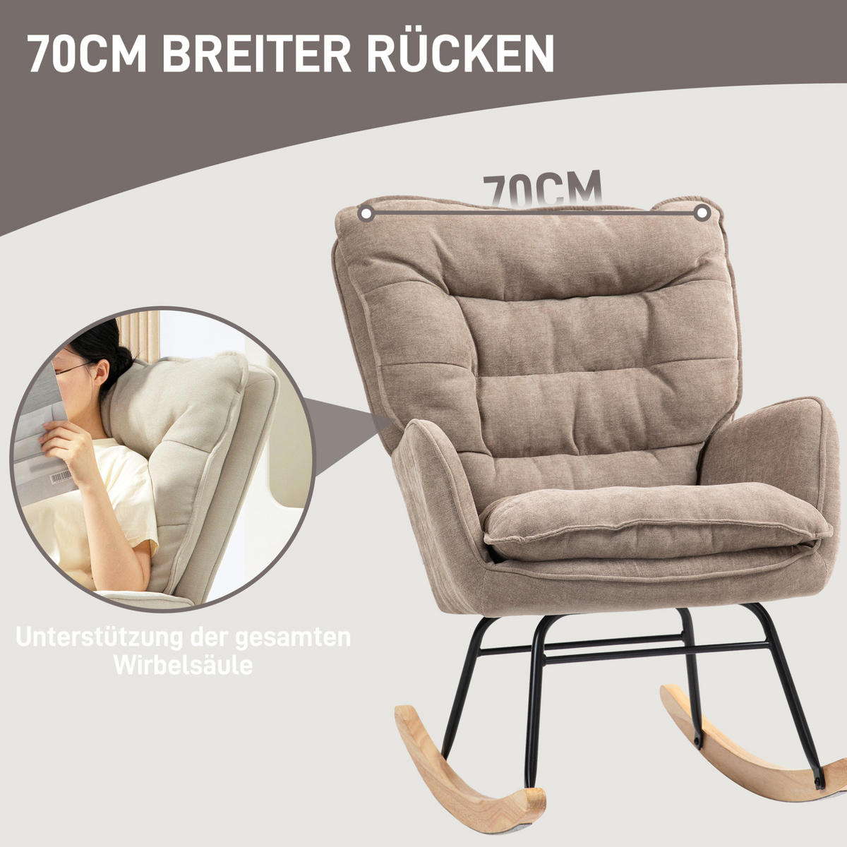 SCHAUKELSTUHL 71/98,5/97 cm braun aus Polyester mit Chenilleoptik - Braun, Textil (98.5/97/71cm) - OKWISH