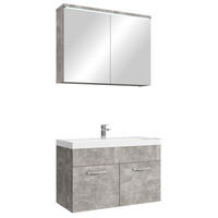 BADMÖBEL-SET Paso 3 Teile Beton Grau - 80 x 35 x 55 cm - Grau, Holz (80/55/40cm) - Badplaats