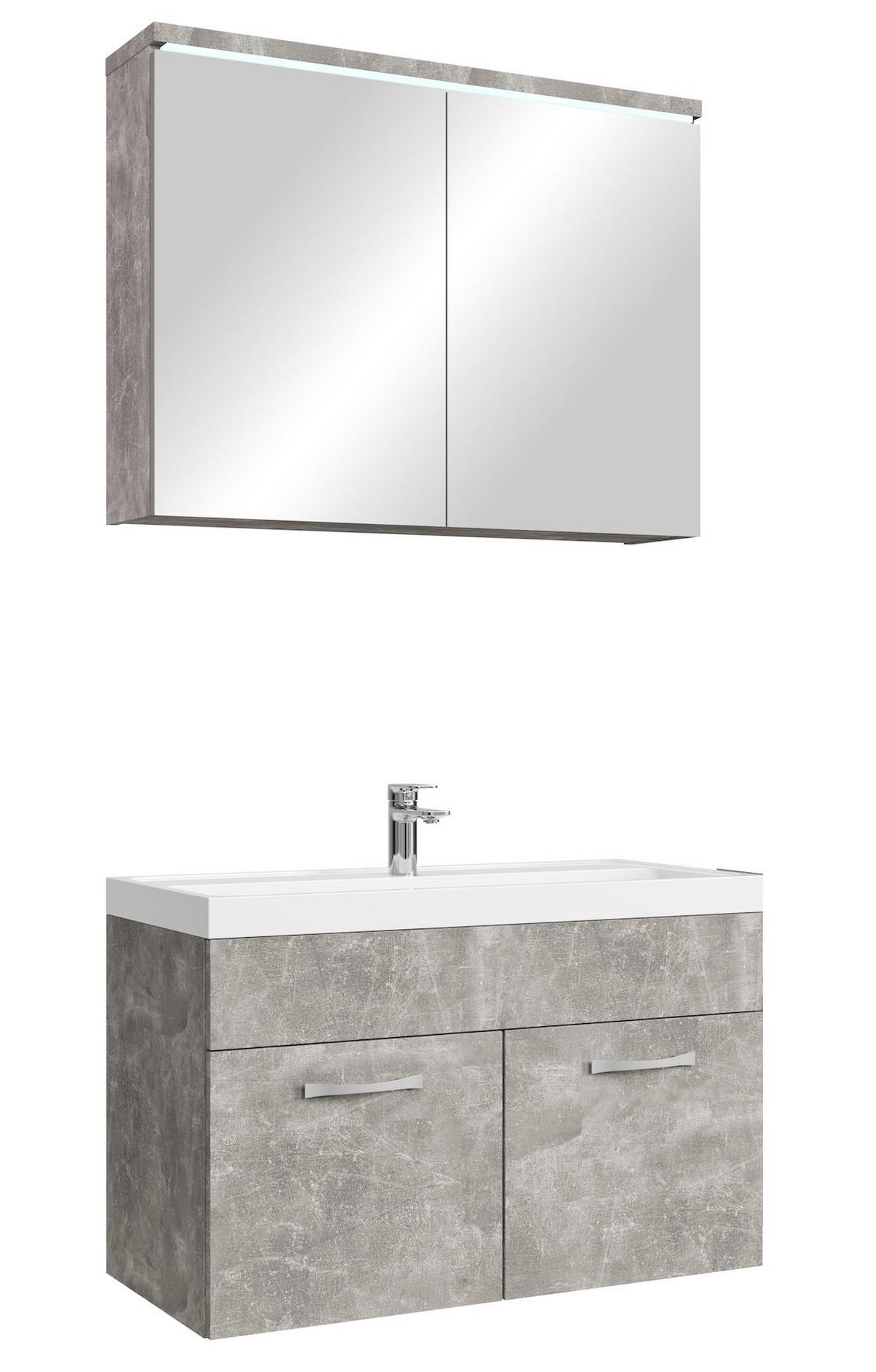 BADMÖBEL-SET Paso 3 Teile Beton Grau - 80 x 35 x 55 cm - Grau, Holz (80/55/40cm) - Badplaats