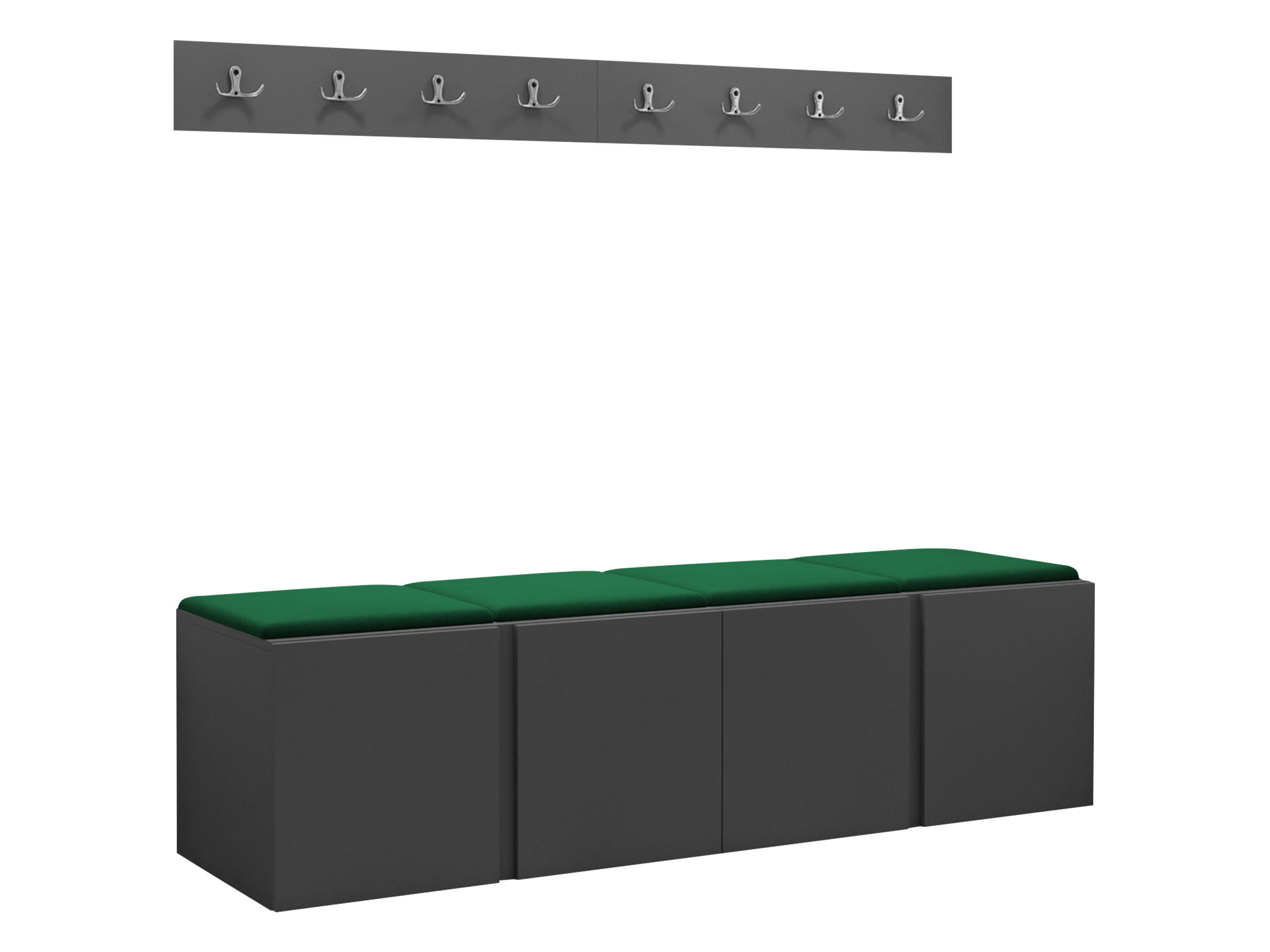 GARDEROBEN-SET Orion VII - Graphitfarben/Grün, Holzwerkstoff/Kunststoff (168/42/46cm) - MIRJAN24