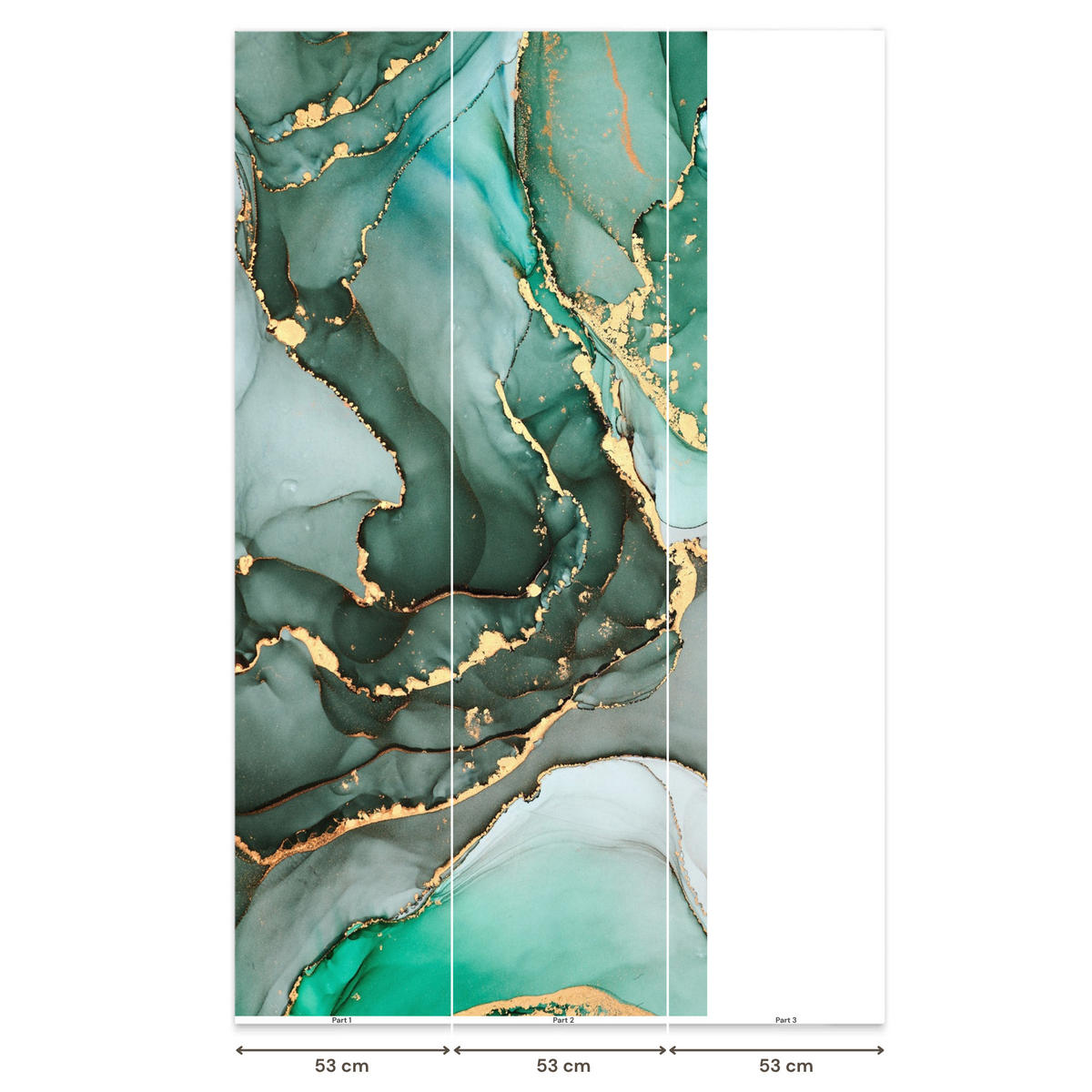 TAPETE - Gold - Marmor - Grün - Luxus - Marmoroptik - Grau - 120x240 cm - Grün, Papier (120/240cm) - OnlyWow