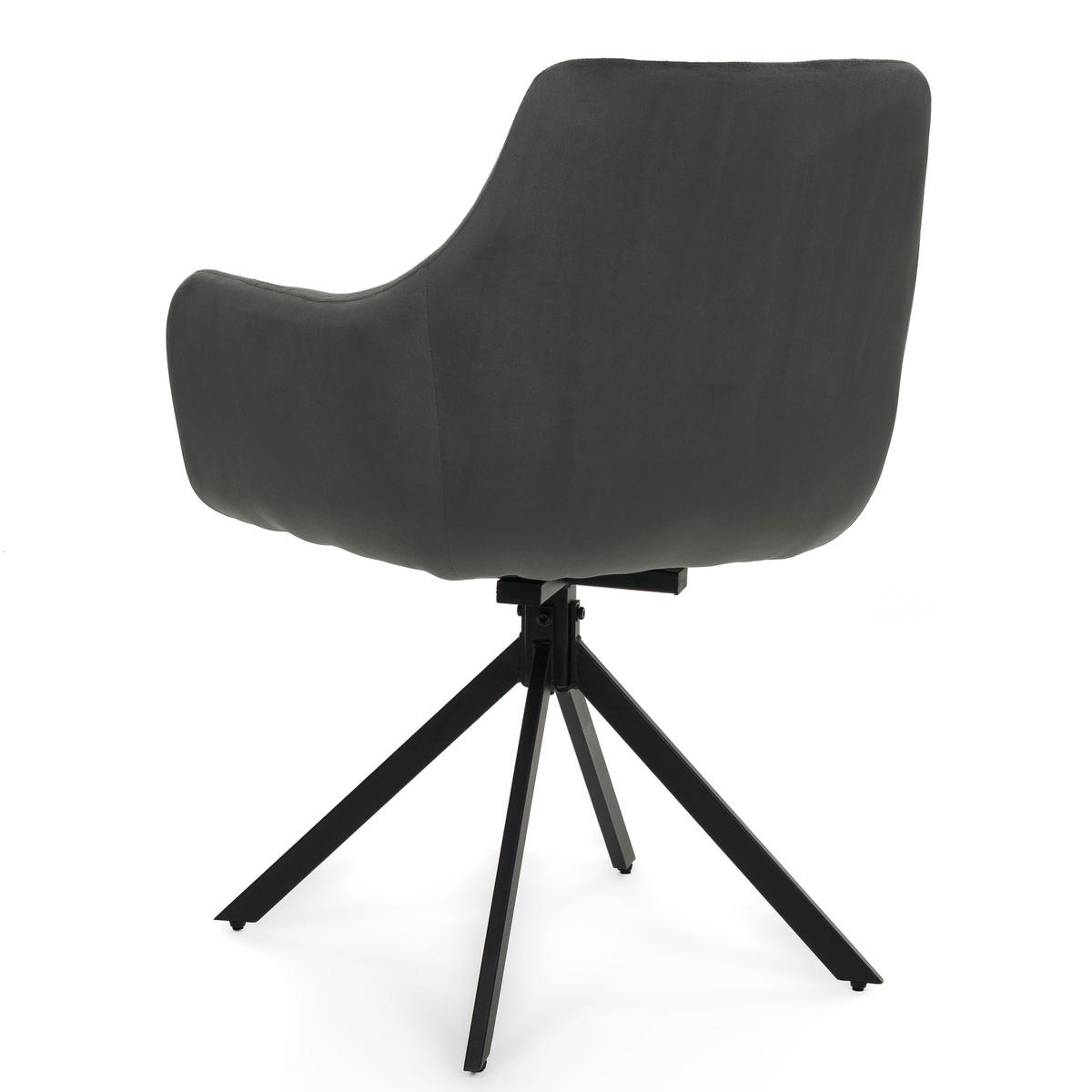 STUHL FANO X drehbar gepolsterter mit Steppung - grau - Velour - Schwarz/Grau, Textil/Metall (58/83/59cm) - NEW HOME