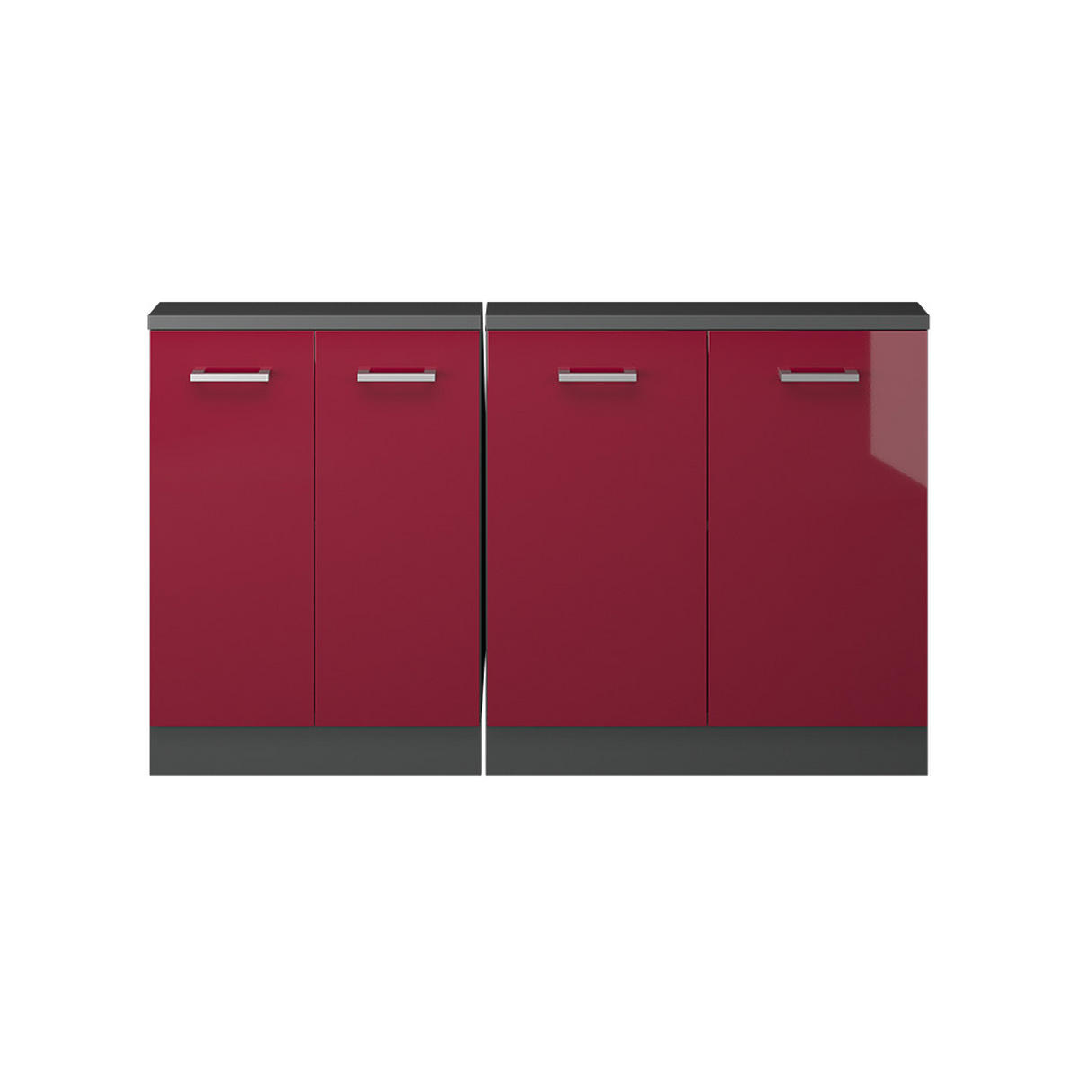 DACHSCHRÄGENSCHRANK-SET Rion Rot Hochglanz/Anthrazit 2er Set - Anthrazit/Rot, Holzwerkstoff (140/81.6/46cm) - Vicco