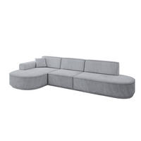ECKSOFA Ottomane Links MARI-L2-v3 - 328x171x83 cm Grau Velours - Schwarz/Grau, Holzwerkstoff/Kunststoff (328/171cm) - ALTDECOR