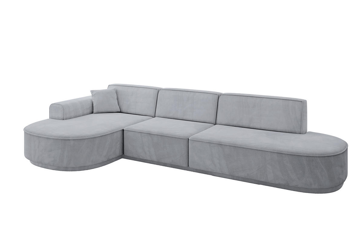 ECKSOFA Ottomane Links MARI-L2-v3 - 328x171x83 cm Grau Velours - Schwarz/Grau, Holzwerkstoff/Kunststoff (328/171cm) - ALTDECOR