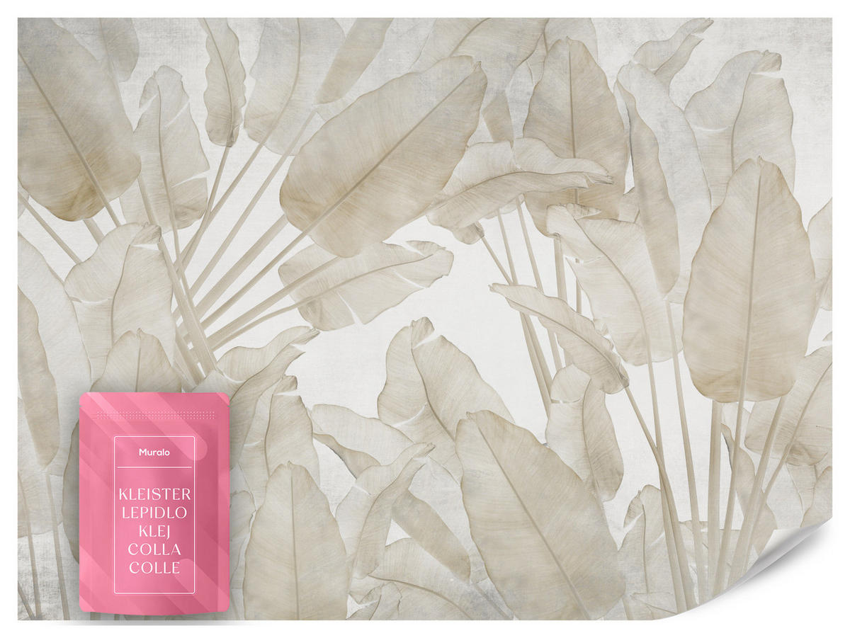 FOTOTAPETE Beige Bananenblätter Tropische Pflanzen 200x140 - Beige/Braun, Papier (200/140cm) - Muralo