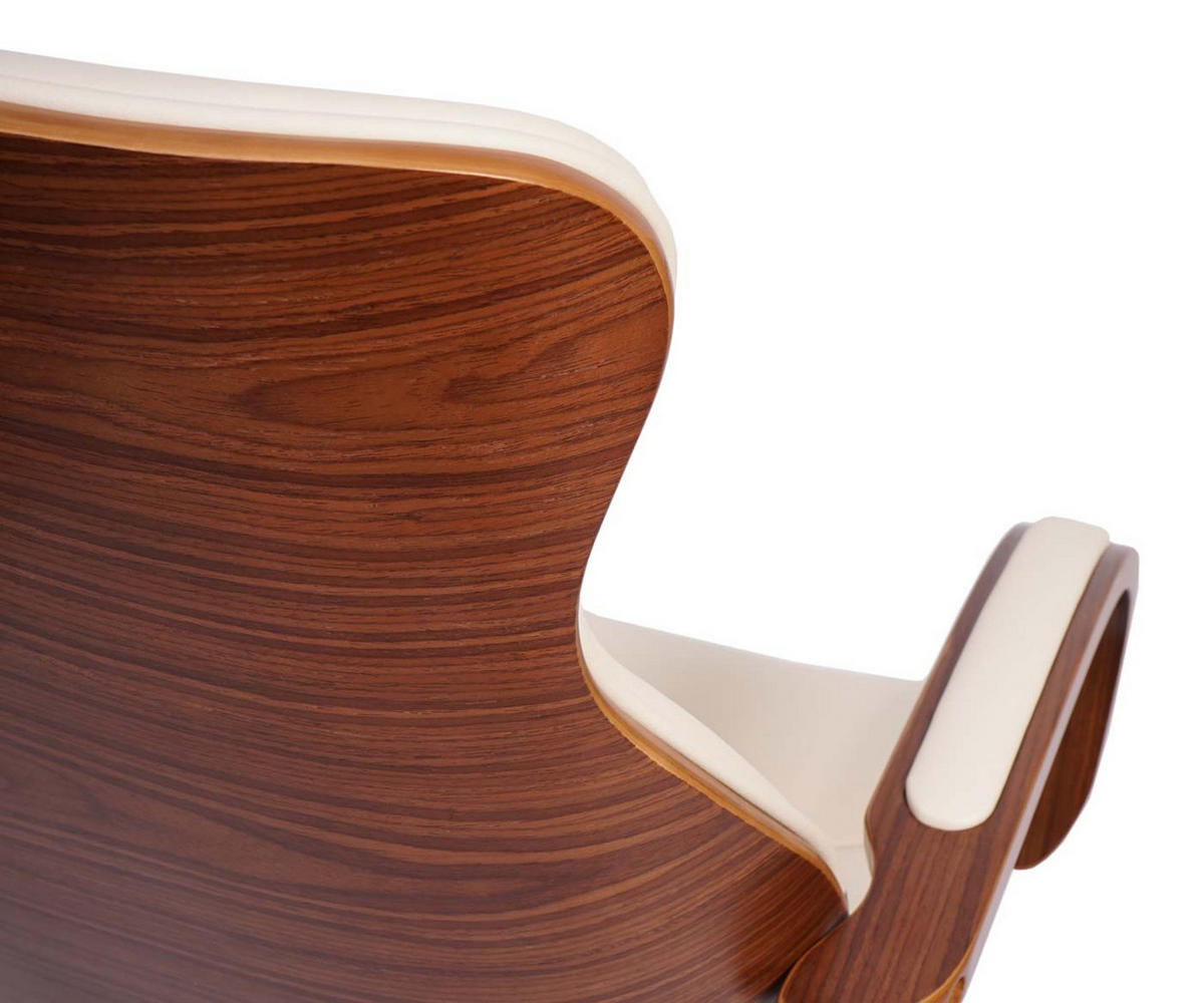 DREHSTUHL HxBxT 109x63x64cm Sitzhöhe 46cm Bugholz Walnuss-Optik Kunstleder Creme - Creme, Holz (63/109/64cm) - PROREGAL