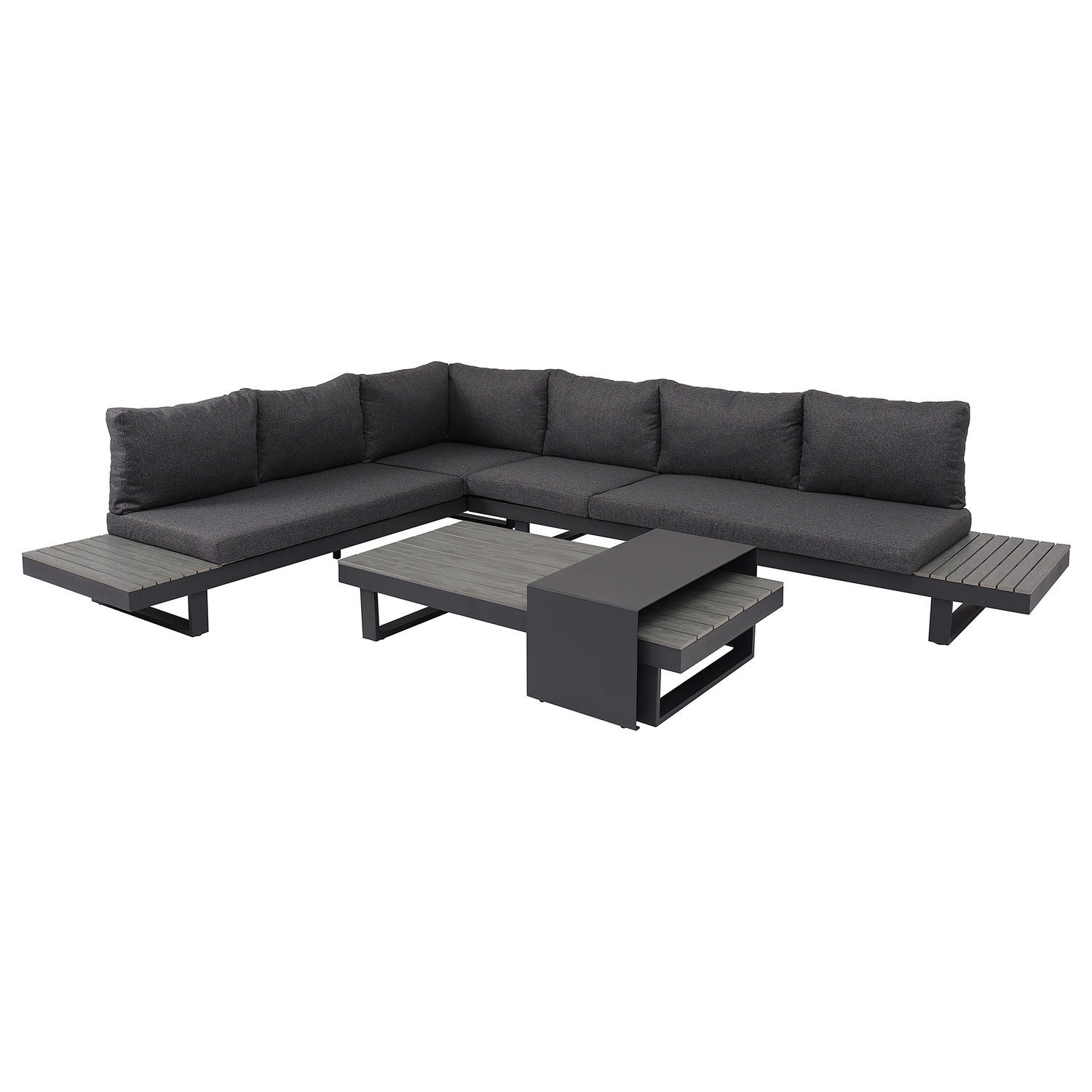 LOUNGEGRUPPE - 4-teilig - Aluminium / Webstoff - Anthrazit, Kunststoff/Textil - home24
