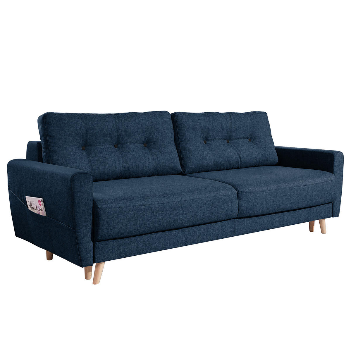 3-SITZER SOFA - Hellbraun/Blau, Textil (220/90/90cm) - home24