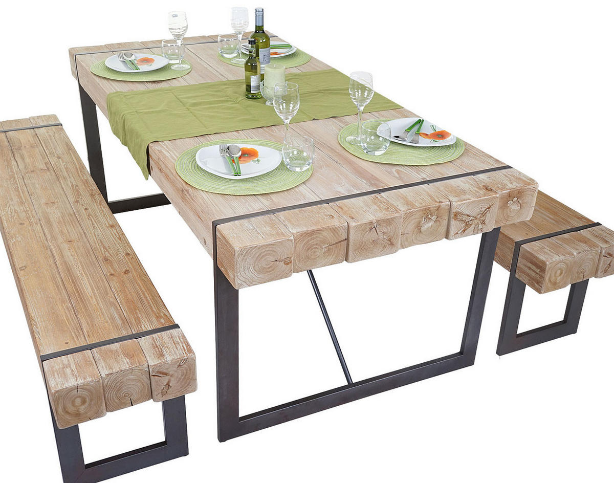 ESSZIMMERGARNITUR Eiche hell 3er-Set - Eiche Artisan, Holz (160/80/90cm) - MCW