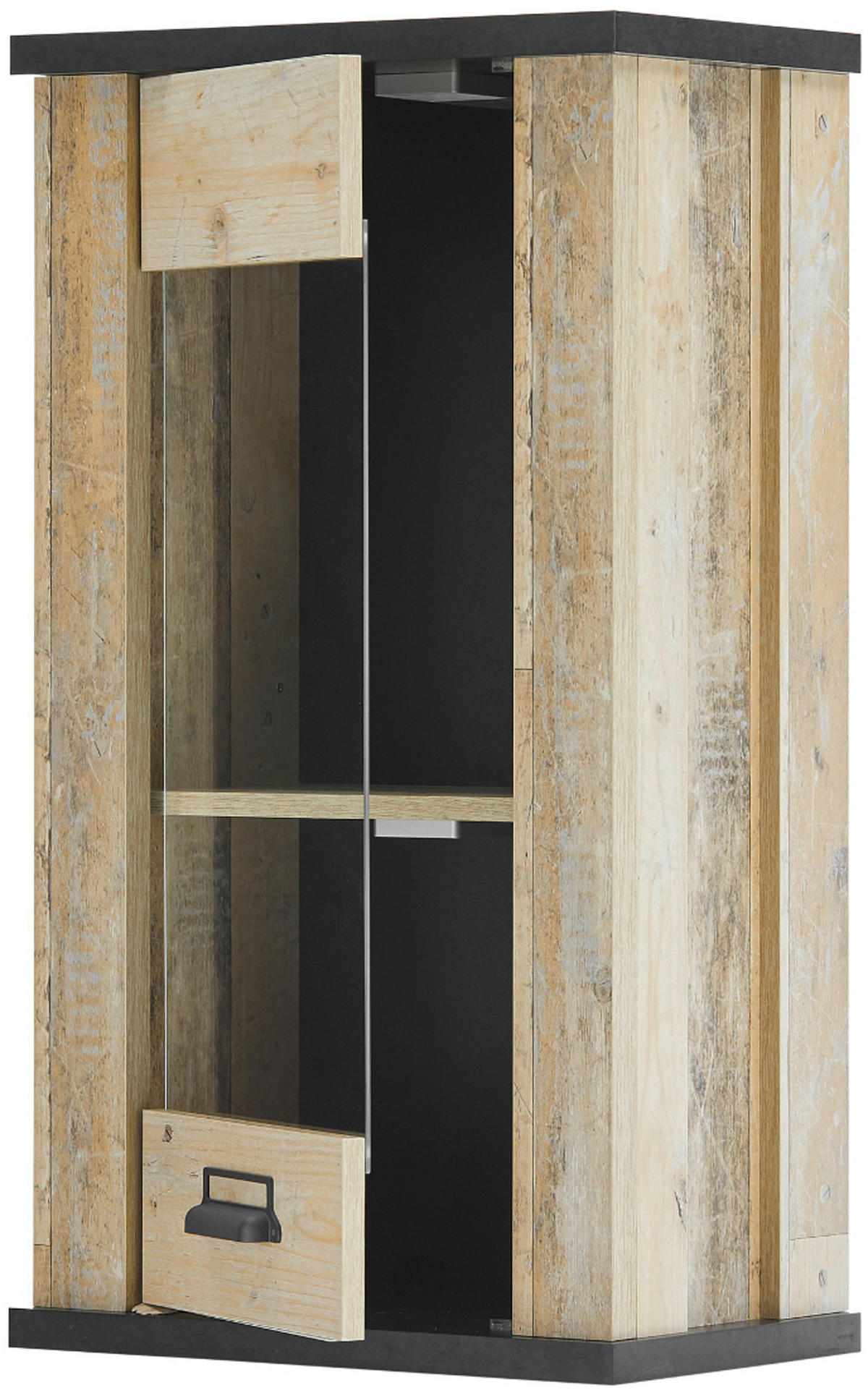 KÜCHENOBERSCHRANK Used Wood, anthrazit 50 cm, Hängeschrank mit Soft-Close - Anthrazit/Schwarz, Glas/Holzwerkstoff (50/90/31cm) - Furn.Design