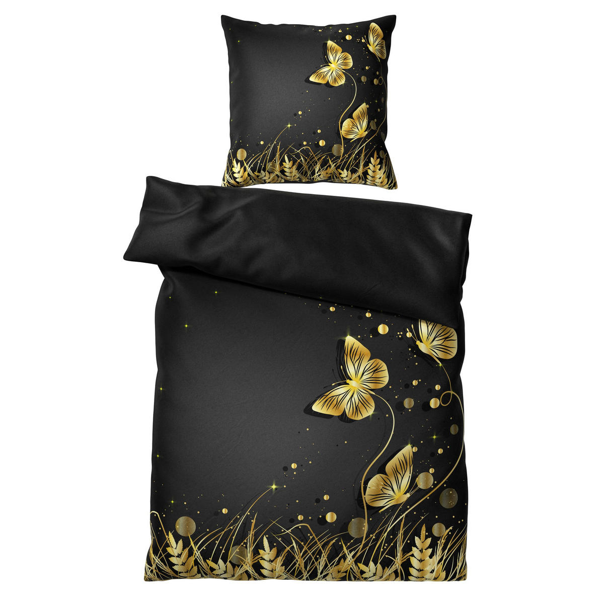 BETTWÄSCHE 2-teilig Silhouette - Schwarz, Naturmaterialien (135/200cm) - Sanilo