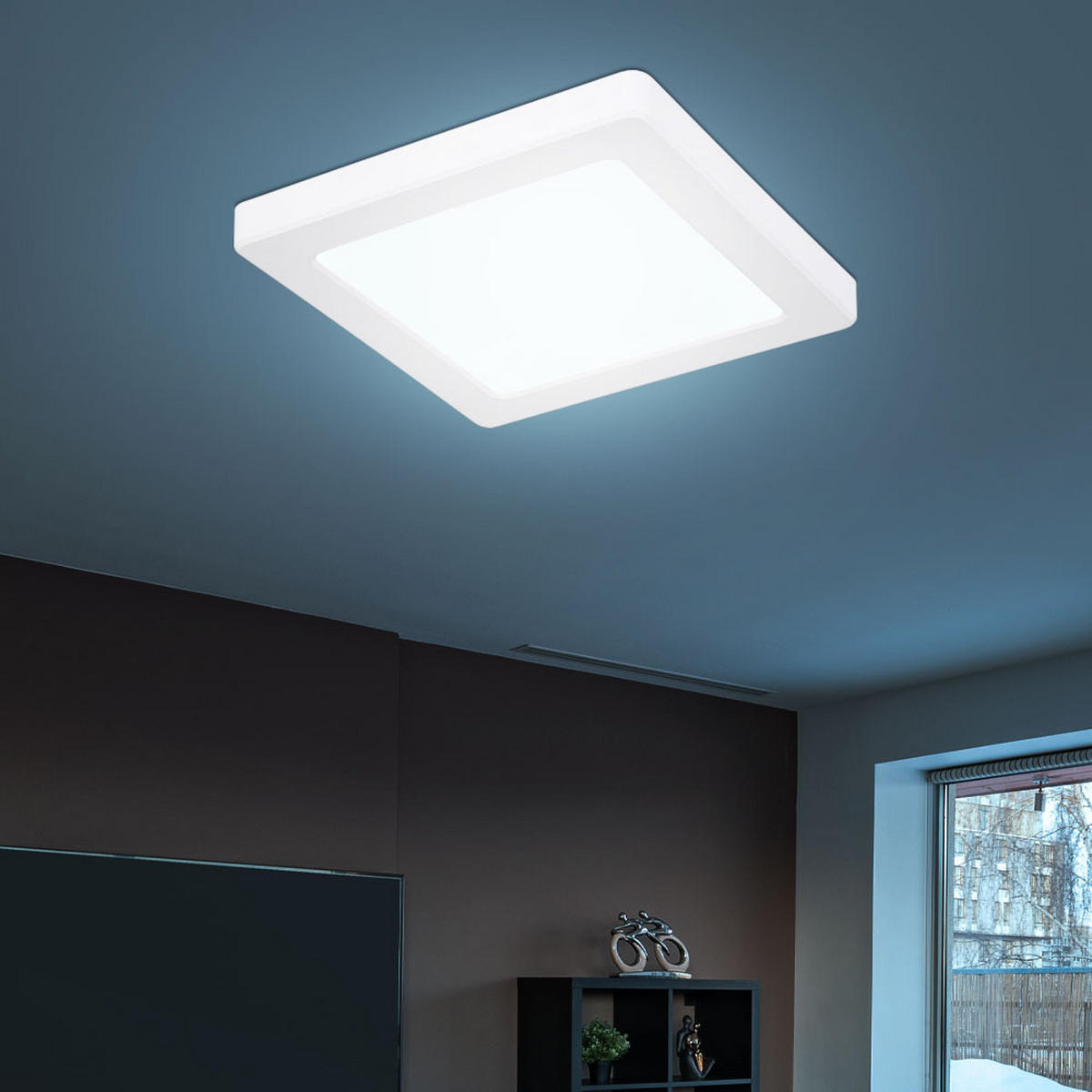 LED DECKENPANEL Kunststoff Weiß - Weiß, Kunststoff (16.7/16.7/1.7cm) - Globo Lighting