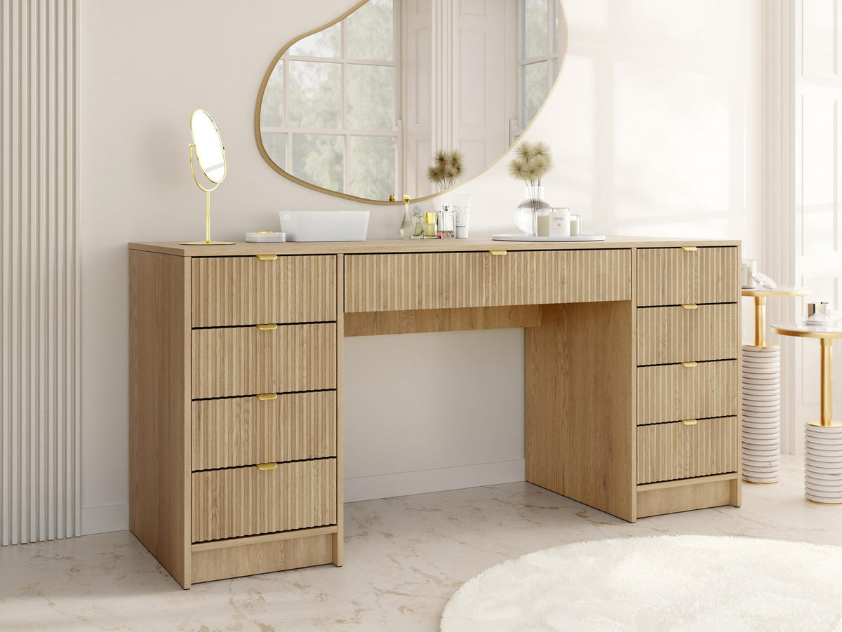SCHREIBTISCH Tireno Bis - Goldfarben/Naturfarben, Holzwerkstoff/Metall (55/154/76cm) - MIRJAN24
