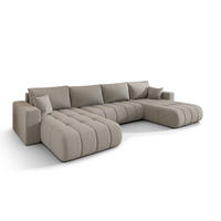 ECKSOFA mit schlaffunktion und bettkasten MILO U PREMIUM, stoff WIND, Sandgrau - Sandfarben, Holz (384/190cm) - Kaiser Möbel