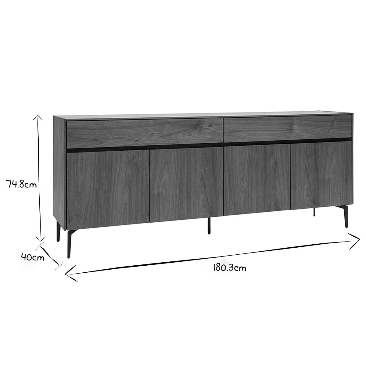 SIDEBOARD Walnussfurnier L180 cm BLISS - Walnussfarben, Holz (40/74.8/180.3cm) - Miliboo