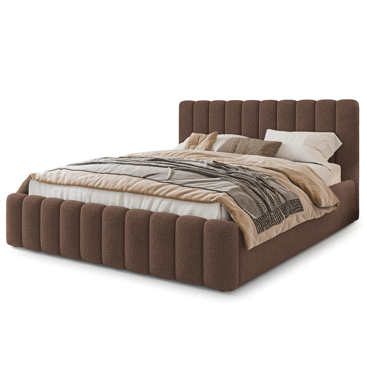 POLSTERBETT DINESE Q 180x200 cm mit Bettkästen - Braun - Braun, Holz (180/200cm) - MASSENO