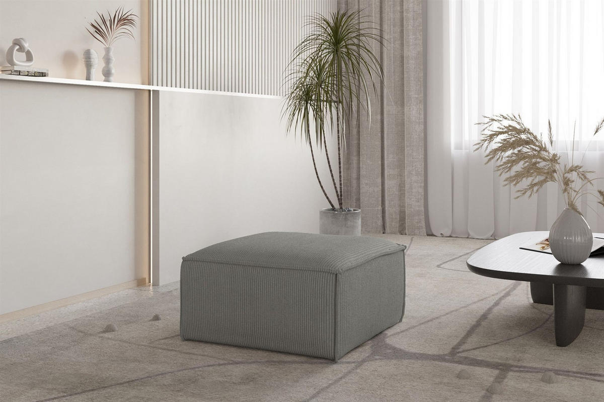 POLSTERHOCKER Celes Premium 65x65cm - Grau, Holzwerkstoff/Textil (65/40/65cm) - Fun Möbel