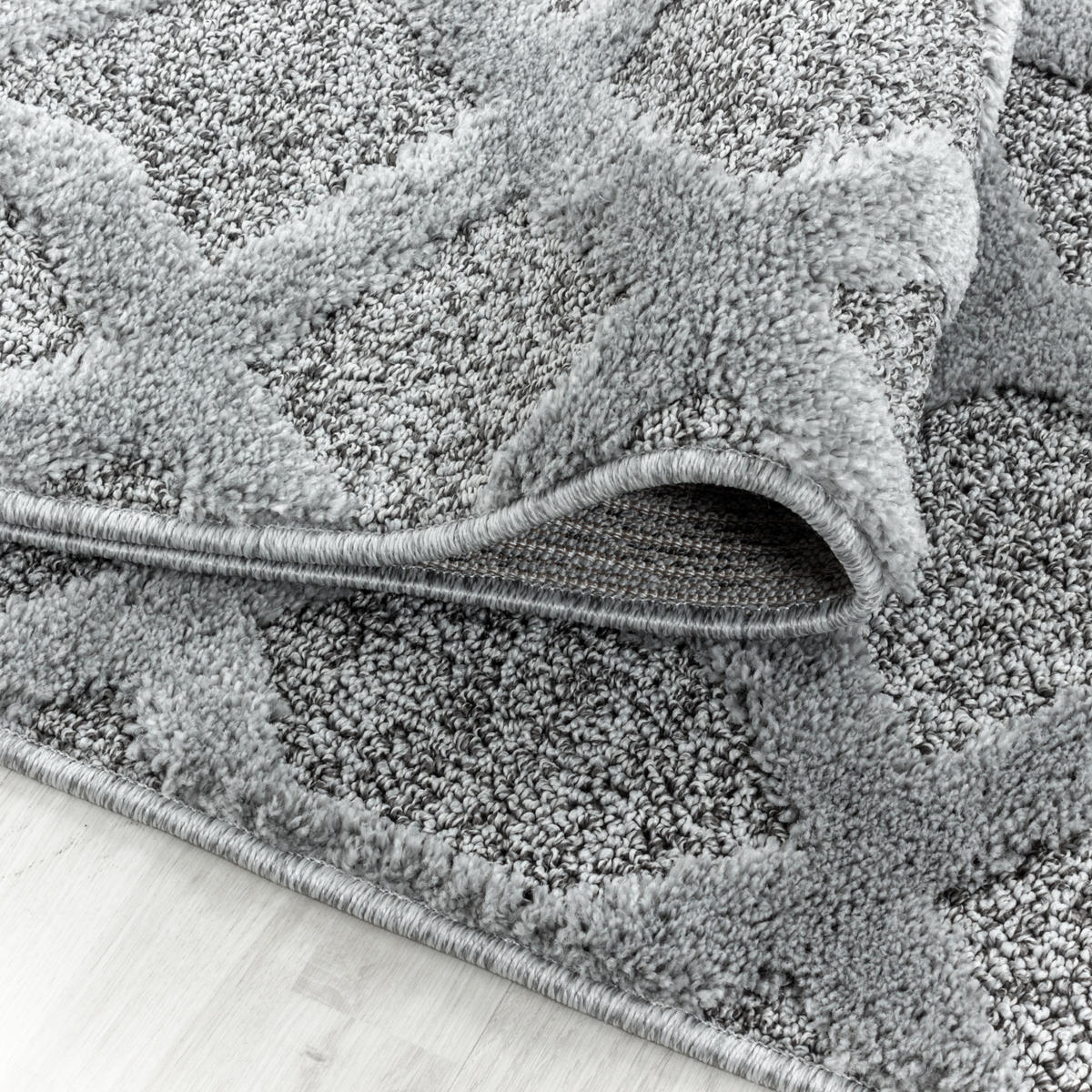 TEPPICH 3D-Effekt Geo-Muster Skulptural Waschbar Esszimmer Strapazierfähig Grau 240x340 cm – EISACK - Grau, Textil (240/340cm) - KADIMA DESIGN