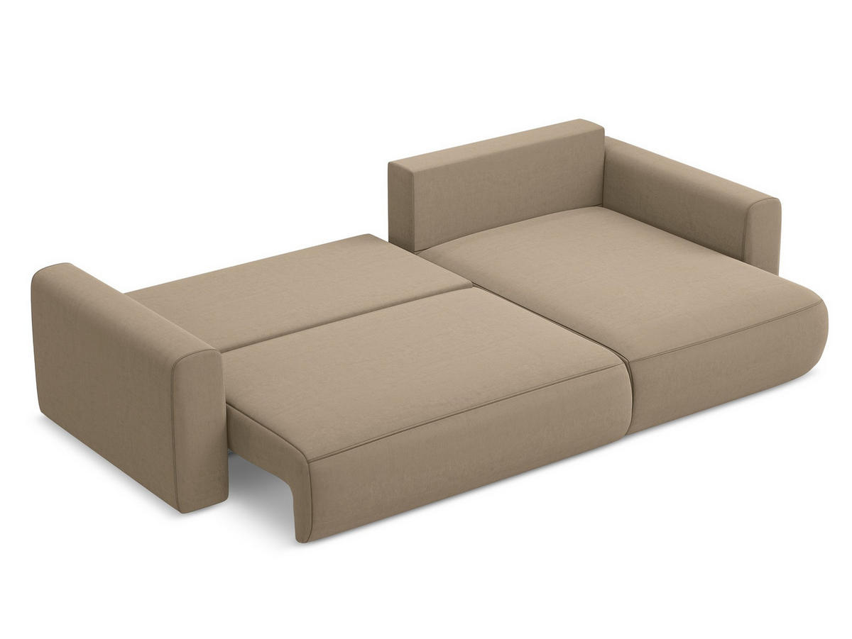 ECKSOFA mit Schlaffunktion Samt Stoff Rot - Bordeaux/Rot, Kunststoff/Textil (258/160cm) - Makamii