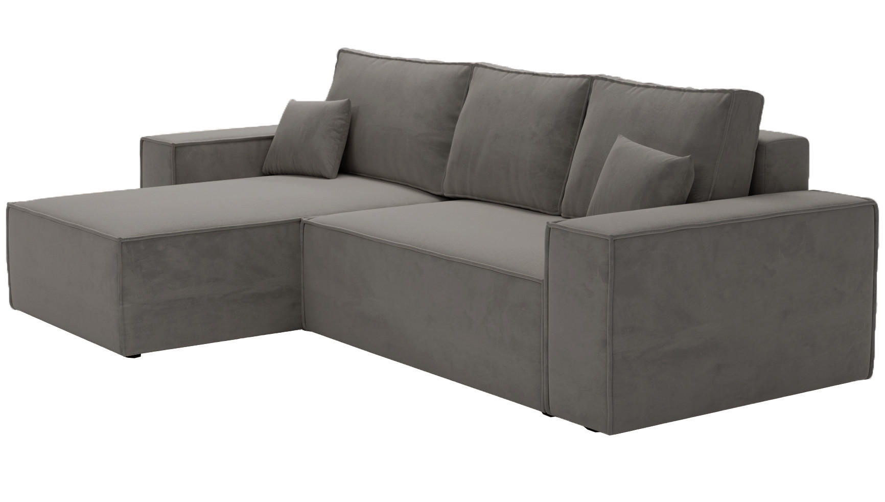 ECKSOFA mit Schlaffunktion Bergamo L 280 cm, Samt, Links - Dunkelgrau - Dunkelgrau, Holz (277/189cm) - Emporius