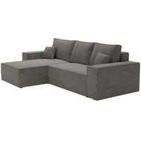 ECKSOFA mit Schlaffunktion Bergamo L 280 cm, Samt, Links - Dunkelgrau - Dunkelgrau, Holz (277/189cm) - Emporius