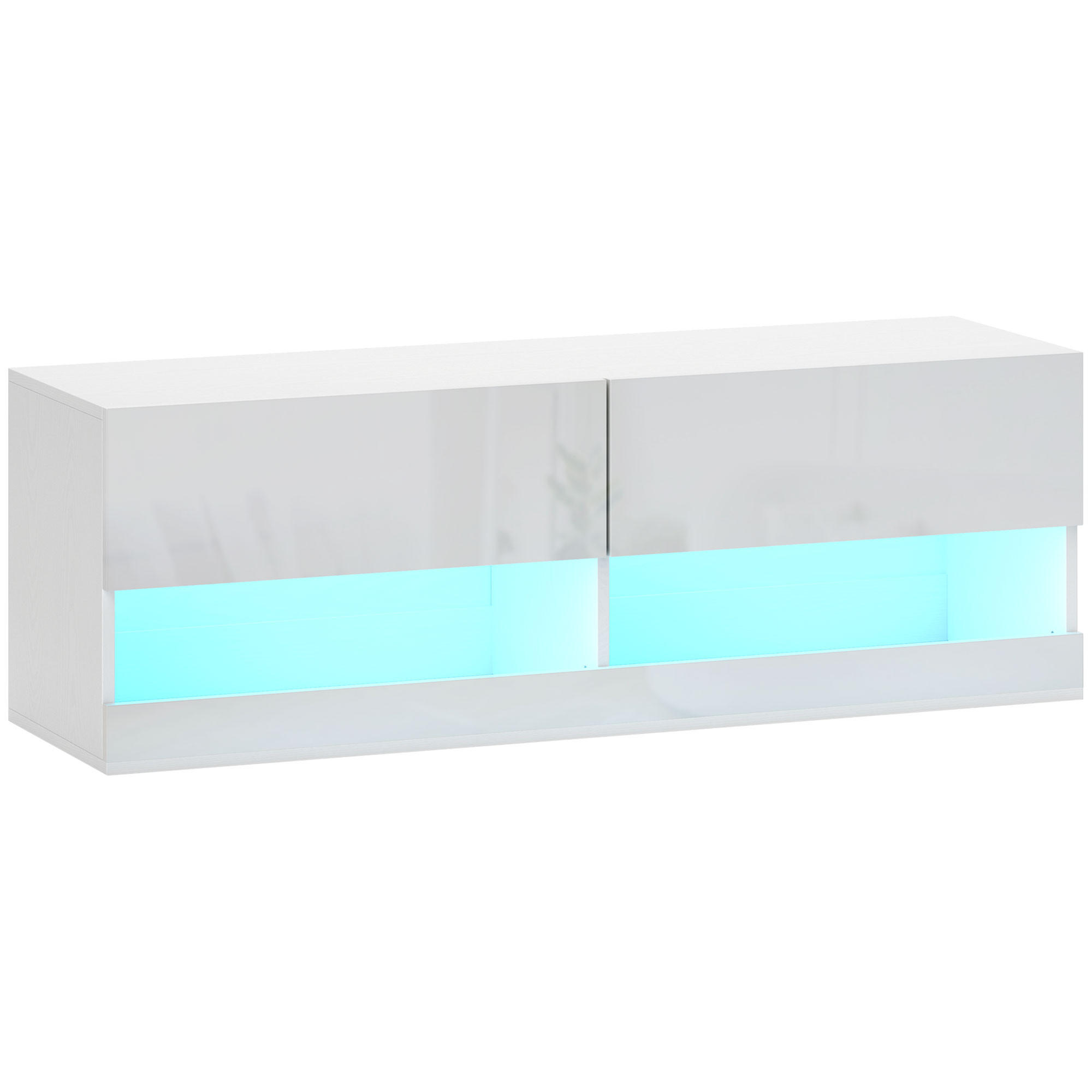 TV-HÄNGESCHRANK mit LED-Beleuchtung, TV-Schrank 120 x 35 x 40,5 cm Hochglanzweiß - Weiß, Holzwerkstoff (35/40.5/120cm) - HOMCOM