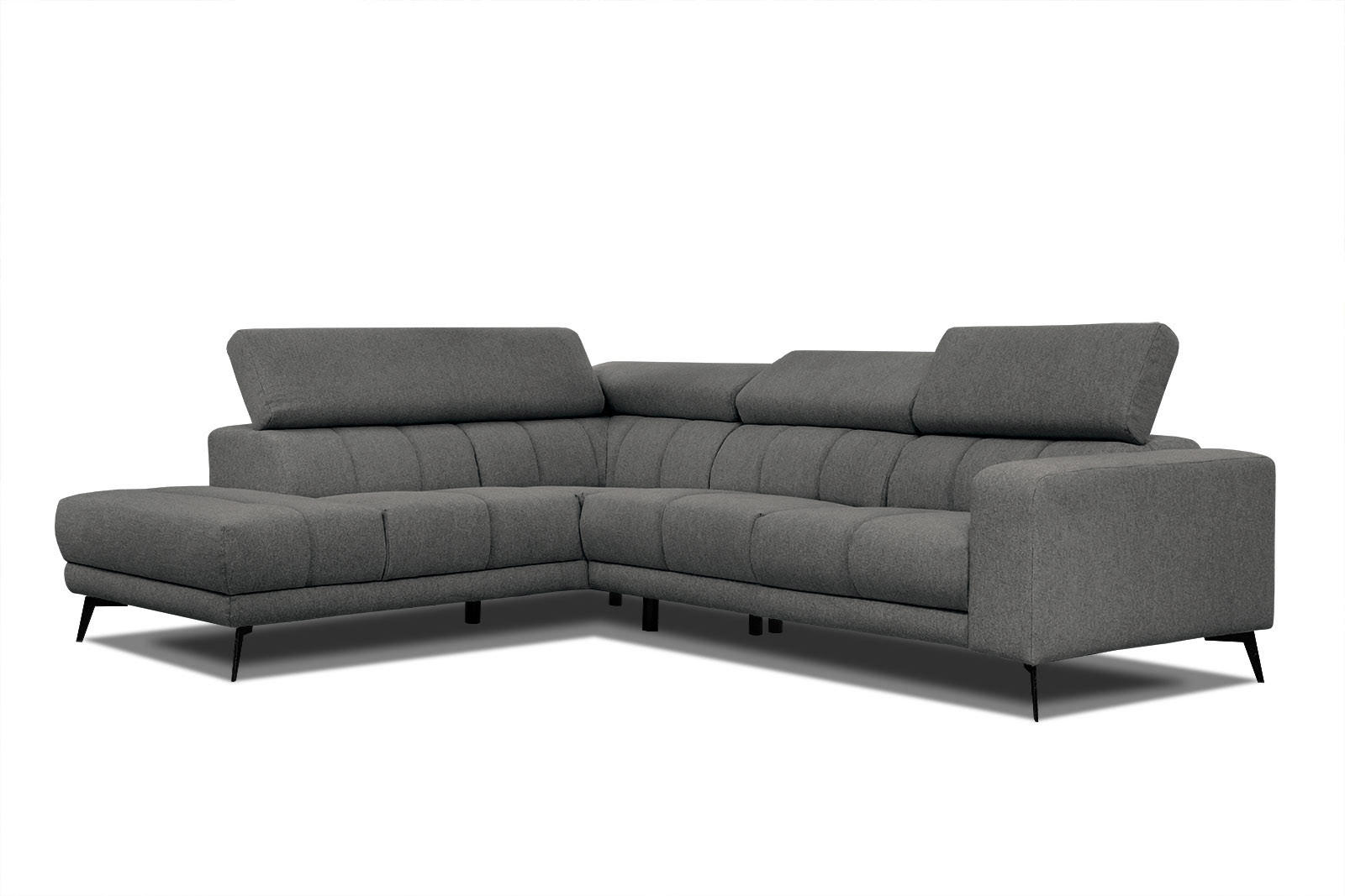 ECKSOFA MORELLO 5-Sitzer, dunkelgrau - Dunkelgrau/Schwarz, Holzwerkstoff/Textil (158/269cm) - Courtois Laville