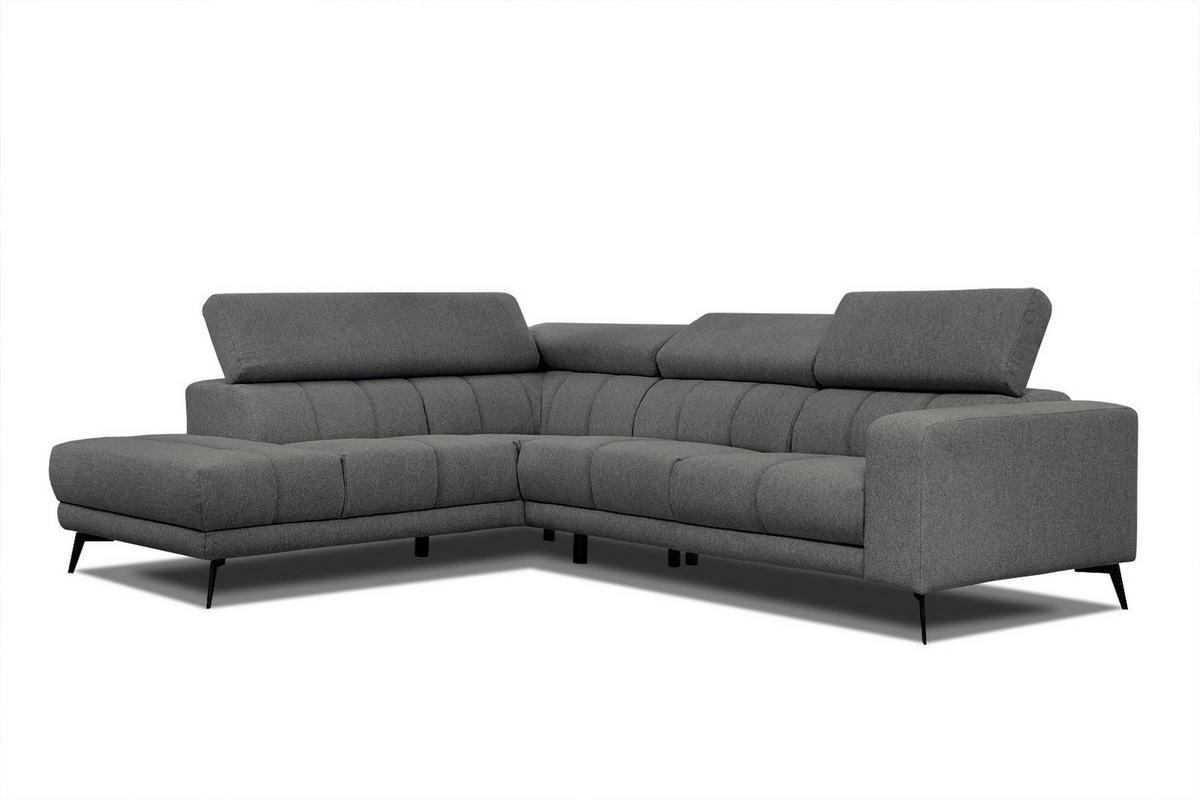 ECKSOFA MORELLO 5-Sitzer, dunkelgrau - Dunkelgrau/Schwarz, Holzwerkstoff/Textil (158/269cm) - Courtois Laville