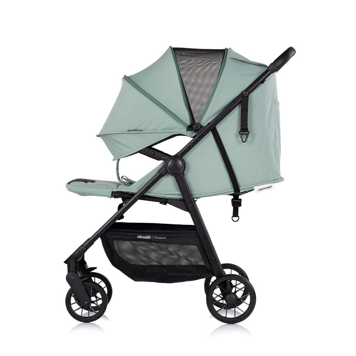 KINDERWAGEN Blossom grün Stoßdämpfer verstellbare Rückenlehne Korb bis 22kg - Grün, Metall (76/47/97cm) - Chipolino