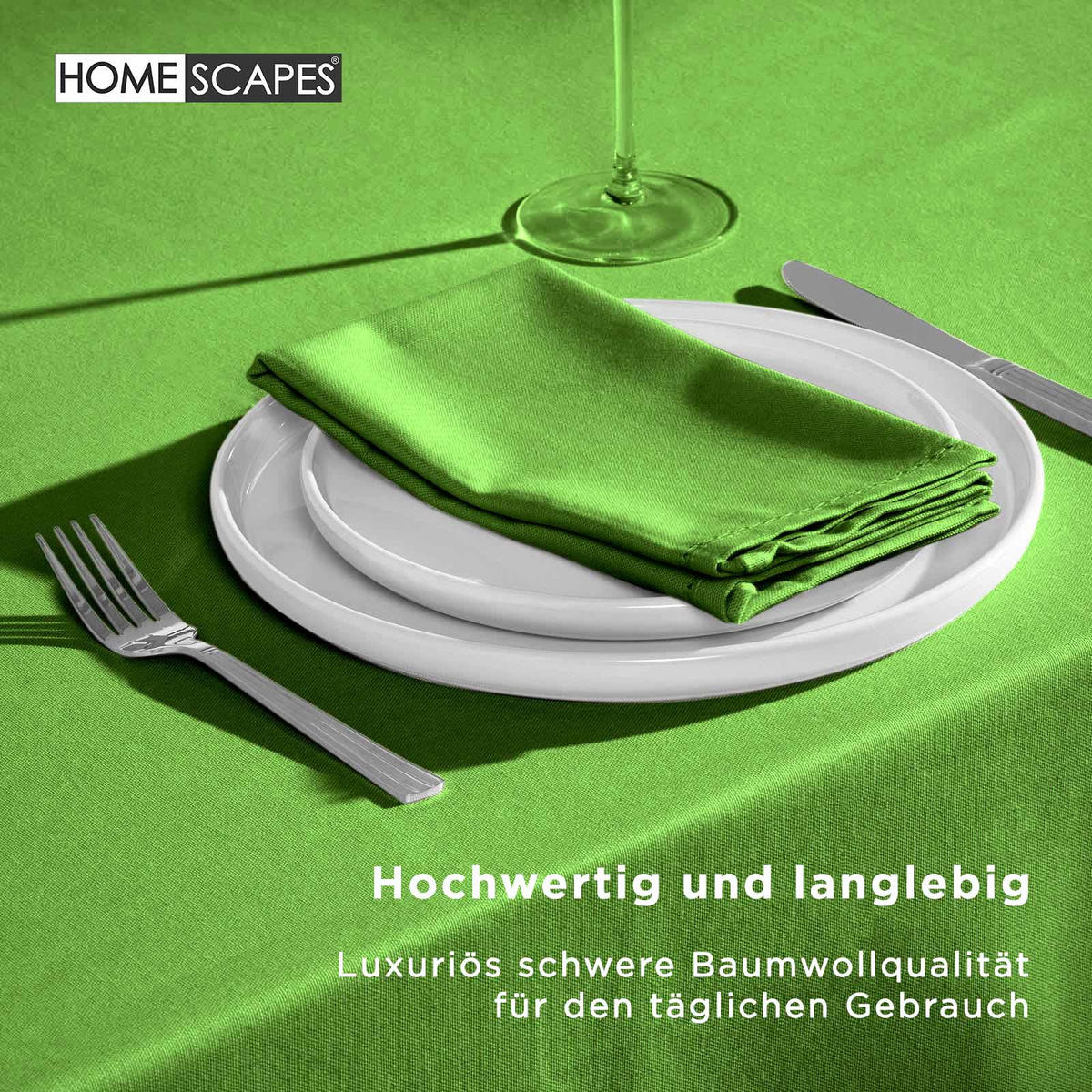 TISCHDECKE limette rund 178 cm, 100% Baumwolle - Limette, Textil (178/178cm) - Homescapes