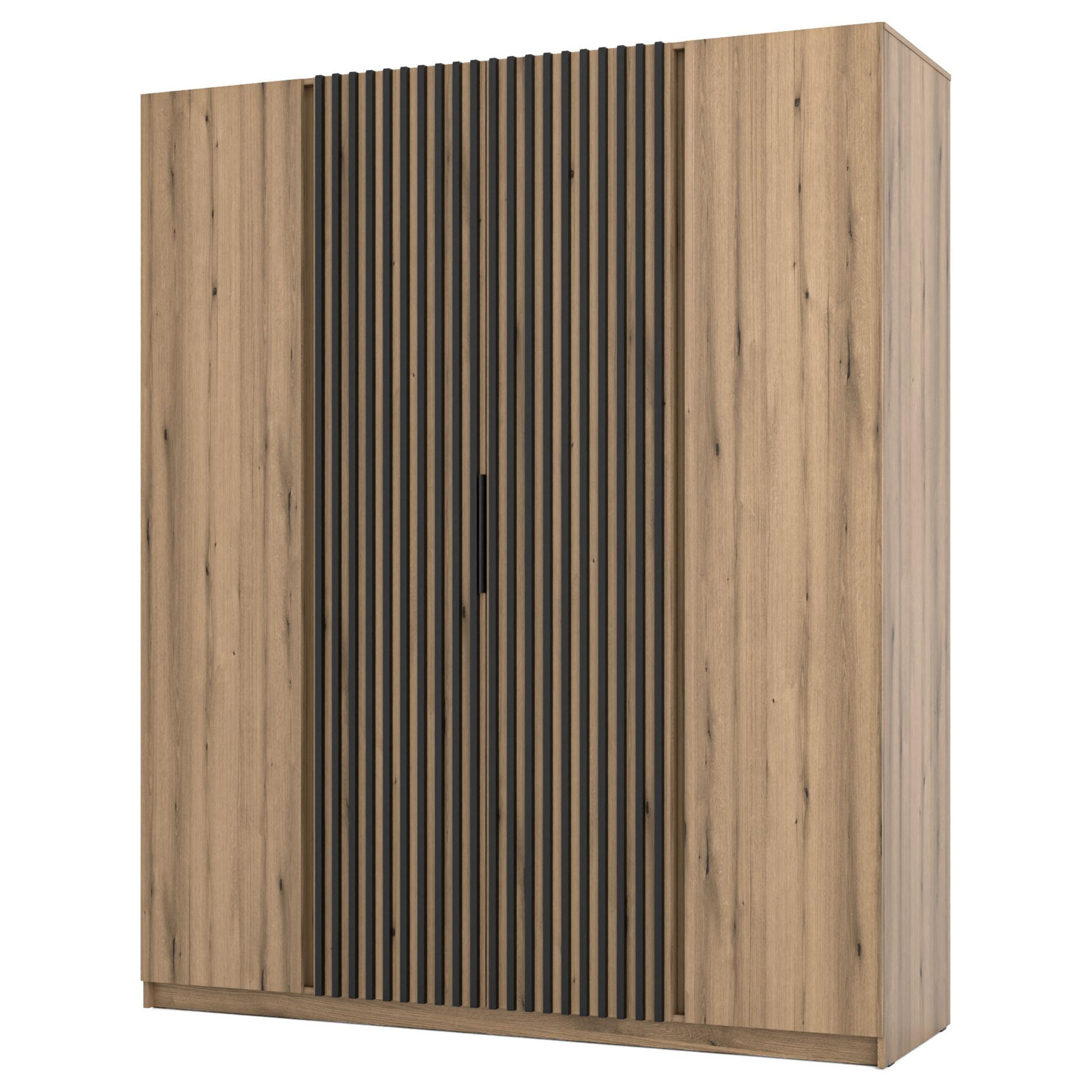 KLEIDERSCHRANK Kaja Eiche Evoke 200 cm - Eichefarben/Schwarz, Holzwerkstoff/Metall (200/239/61.9cm) - Selsey