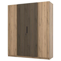 KLEIDERSCHRANK Kaja Eiche Evoke 200 cm - Eichefarben/Schwarz, Holzwerkstoff/Metall (200/239/61.9cm) - Selsey