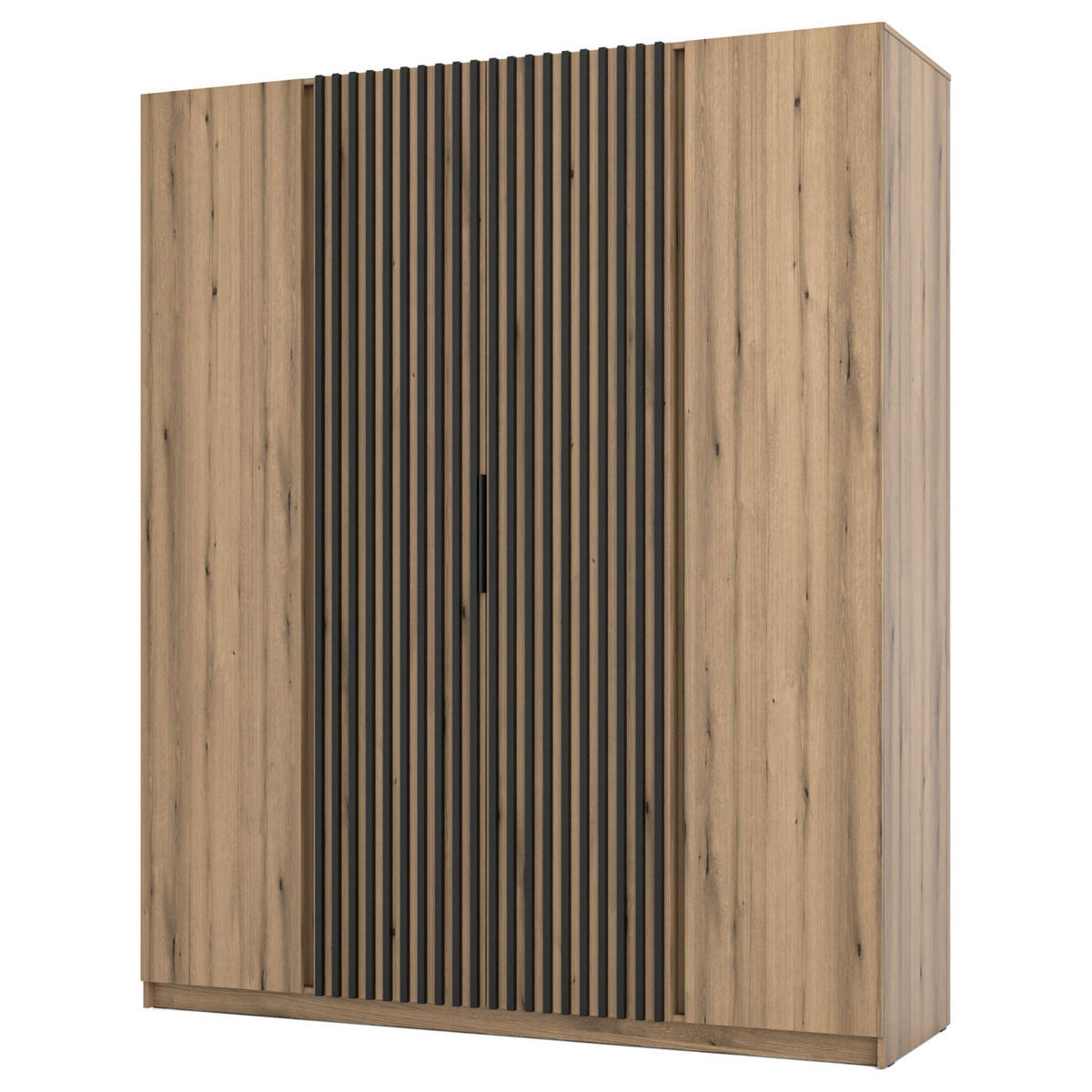 KLEIDERSCHRANK Kaja Eiche Evoke 200 cm - Eichefarben/Schwarz, Holzwerkstoff/Metall (200/239/61.9cm) - Selsey