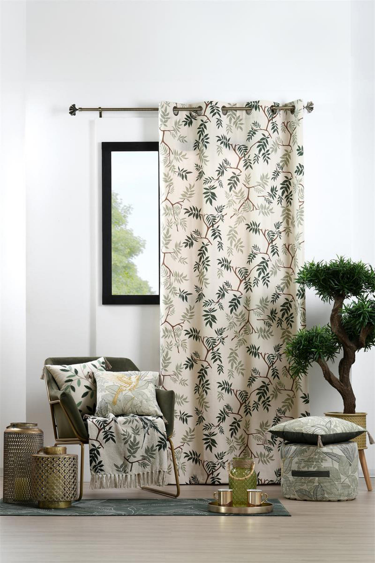 DEKOKISSEN mit Fransen Botanys 40/40/5 cm - Grün, Naturmaterialen (40/40cm) - STOF
