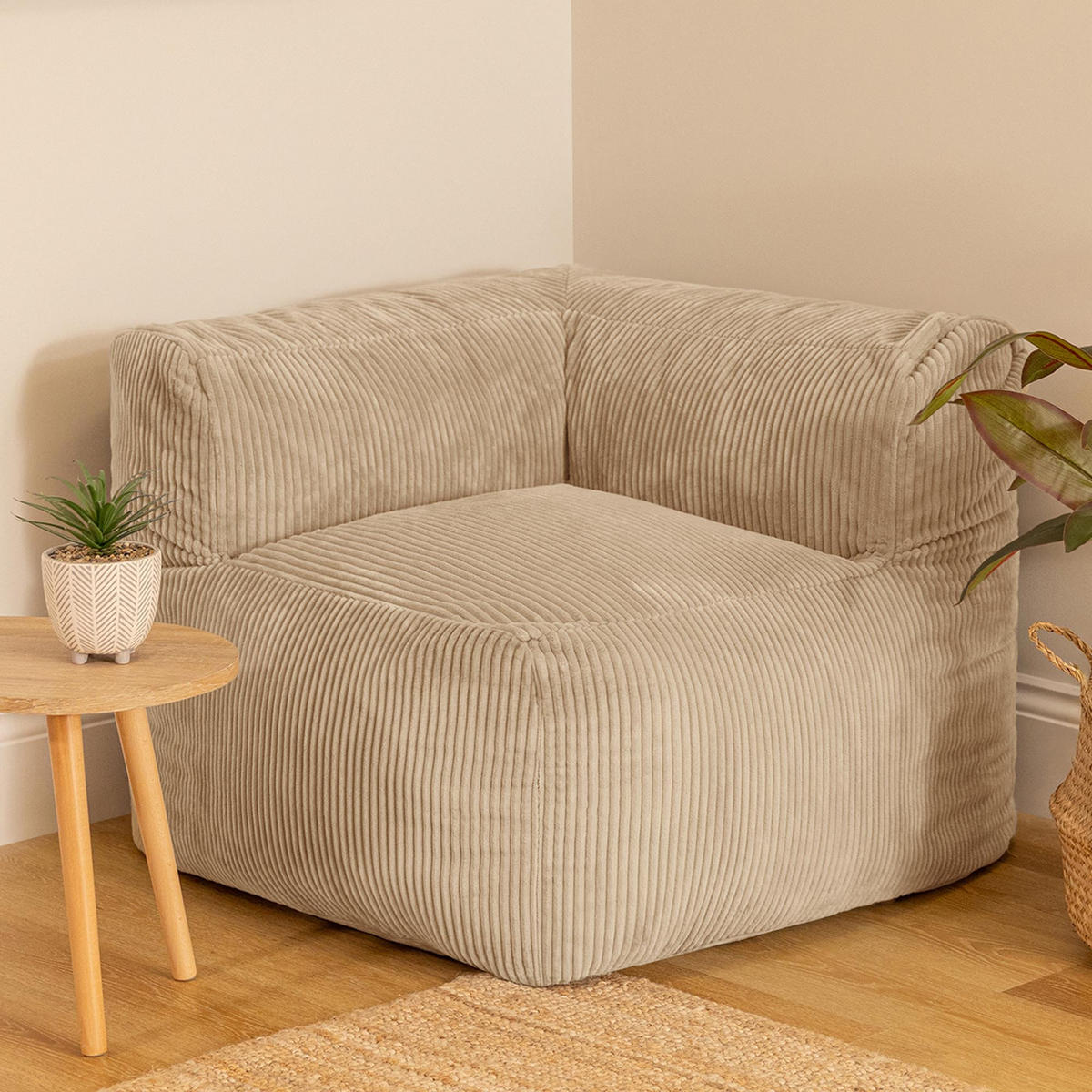 SITZSACK-ECKSESSEL ZEN modular Cord - Beige, Textil (100/68/100cm) - icon