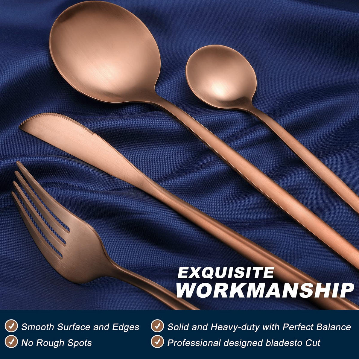 BESTECKSET 6 Personen 30-teilig Edelstahl, Spülmaschinenfest - Roségold, Metall - Kaket