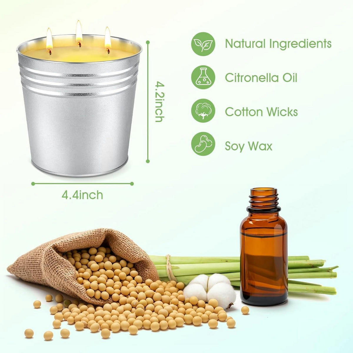 CITRONELLA Kerze 2er Set 17oz Sojawachs Duftkerze Outdoor - Silberfarben, Paraffin (20.3cm)